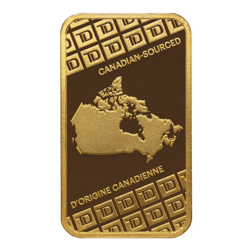Image for 1 oz TD Canadian-Sourced Fine Gold Bar from TD Precious Metals